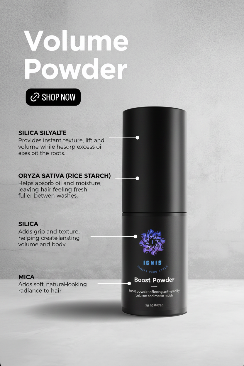 IGNIS Volume Powder Hero with Ingredients